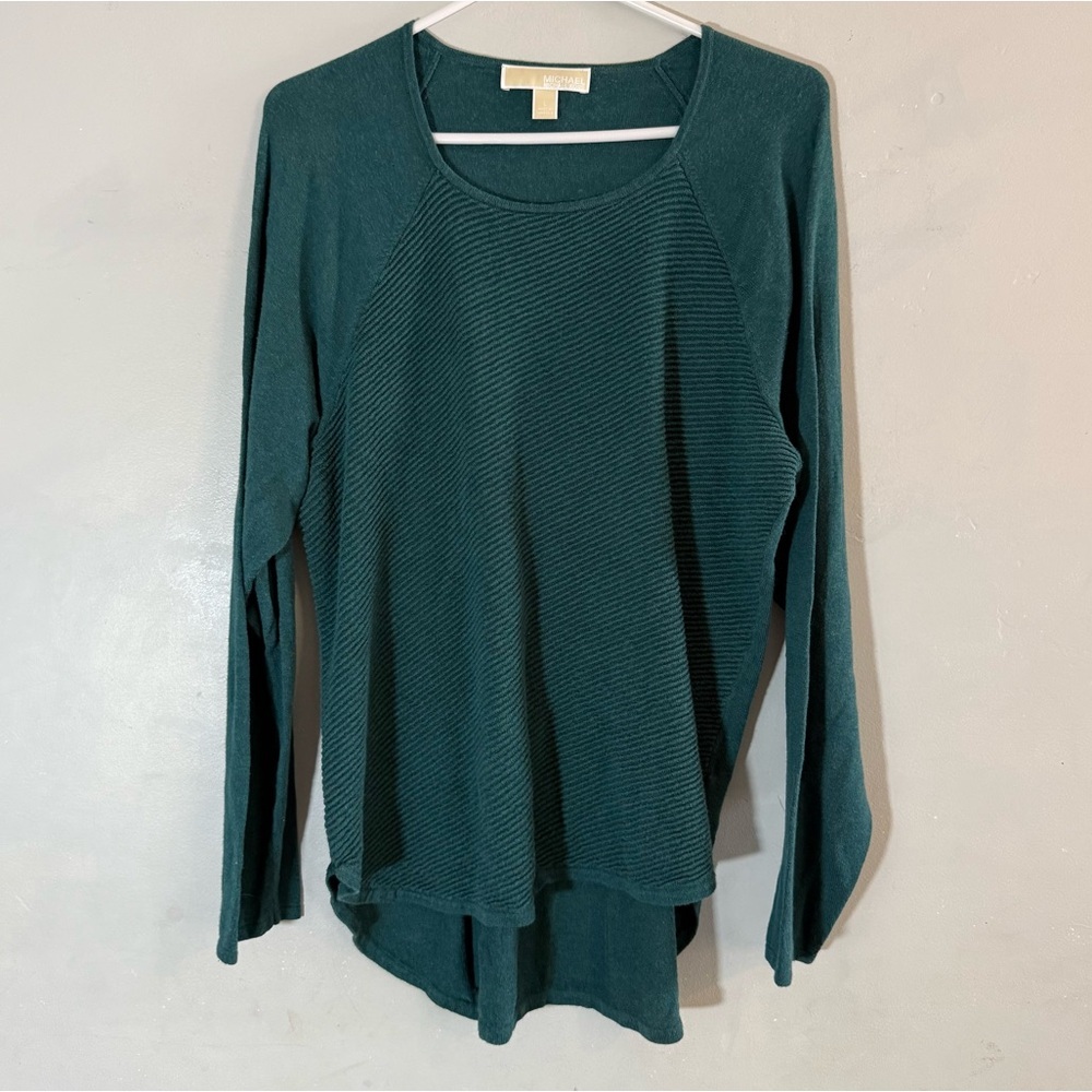 Michael Michael Kors Teal Ribbed Knit Tunic Long Sleeve Top